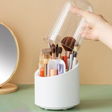 360° Rotating Makeup Brush Storage Box - Cosmetic Organizer