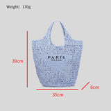 Brand Letter Straw Handbag for Women | Summer Beach Tote