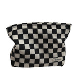 Corduroy Plaid Cosmetic Bag - Large Capacity Travel Makeup Organizer