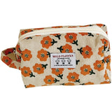 Corduroy Plaid Flowers Cosmetic Bag - Travel Makeup Organizer