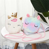 Fluffy Unicorn Plush Satchel - Cute Messenger & Coin Bag