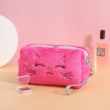 Fur Cat Cosmetic Bag for Women - Travel Makeup Case