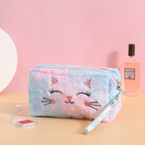 Fur Cat Cosmetic Bag for Women - Travel Makeup Case