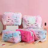 Fur Cat Cosmetic Bag for Women - Travel Makeup Case