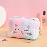 Fur Cat Cosmetic Bag for Women - Travel Makeup Case