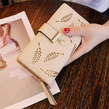 Golden Leaf Buckle Wallet for Women