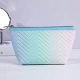 Gradient Color Makeup Bag - Zipper PU Leather Cosmetic Pouch