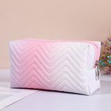 Gradient Color Makeup Bag - Zipper PU Leather Cosmetic Pouch