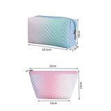 Gradient Color Makeup Bag - Zipper PU Leather Cosmetic Pouch