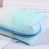 Gradient Color Makeup Bag - Zipper PU Leather Cosmetic Pouch