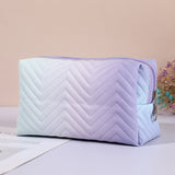 Gradient Color Makeup Bag - Zipper PU Leather Cosmetic Pouch