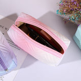 Gradient Color Makeup Bag - Zipper PU Leather Cosmetic Pouch