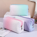 Gradient Color Makeup Bag - Zipper PU Leather Cosmetic Pouch