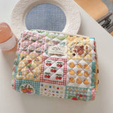 Korean Quilted Fresh Flowers Makeup Bag - Portable Floral Organizer