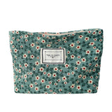 Korean Quilted Fresh Flowers Makeup Bag - Portable Floral Organizer