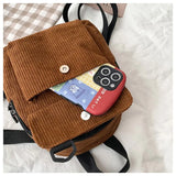 New Fashion Mini Backpack Solid Corduroy Small Travel Bag