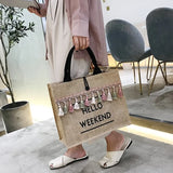 Women Summer Beach Bags Large Capacity Linen Totes Travel Bag