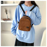 New Fashion Mini Backpack Solid Corduroy Small Travel Bag