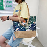 Fashion Folding Women Handbag Flower Print Canvas Shoulder Bag