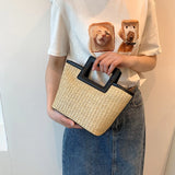 Women Handmade Woven Boho Summer Handbag Straw Beach Tote Bag