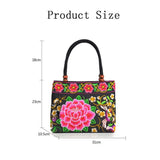 Fashion Embroidered Canvas Handbag Ethnic Floral Bucket Bag