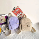 New Fashion Mini Backpack Solid Corduroy Small Travel Bag