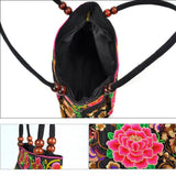 Fashion Embroidered Canvas Handbag Ethnic Floral Bucket Bag