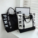 Colorblock Pink Graphic Tote Casual Sports Fitness Handbag