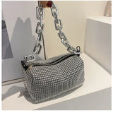 Sparkling diamond crossbody bag, trendy summer messenger handbag