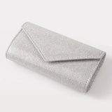 Glitter Envelope Evening Bag Silver Chain Shoulder Clutch