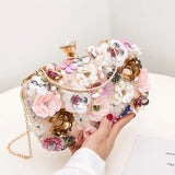 Diamonds & Flowers Luxury Embroidered Clutch for Fashionable Women