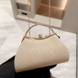 Glitter Pleated Evening Handbag Elegant Diamond Party Purse