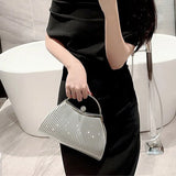 Glitter Pleated Evening Handbag Elegant Diamond Party Purse