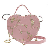 Sweet Lace Heart Round Handbags High-Quality PU Leather Crossbody Bags