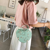 Sweet Lace Heart Round Handbags High-Quality PU Leather Crossbody Bags