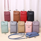 Women's Leather Mini Wallet with shoulder Strap - Phone Pocket & Card Holders